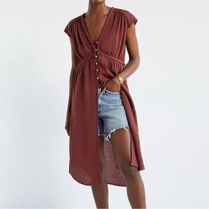 Anthropologie Gauzy Tunic Button Down dress